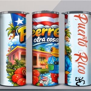 Puerto Rico Colorful Travel Tumbler - Blue & Red